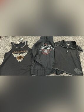 Harley-Davidson size medium Black Graphic Tank, Hoodie & Polo Set